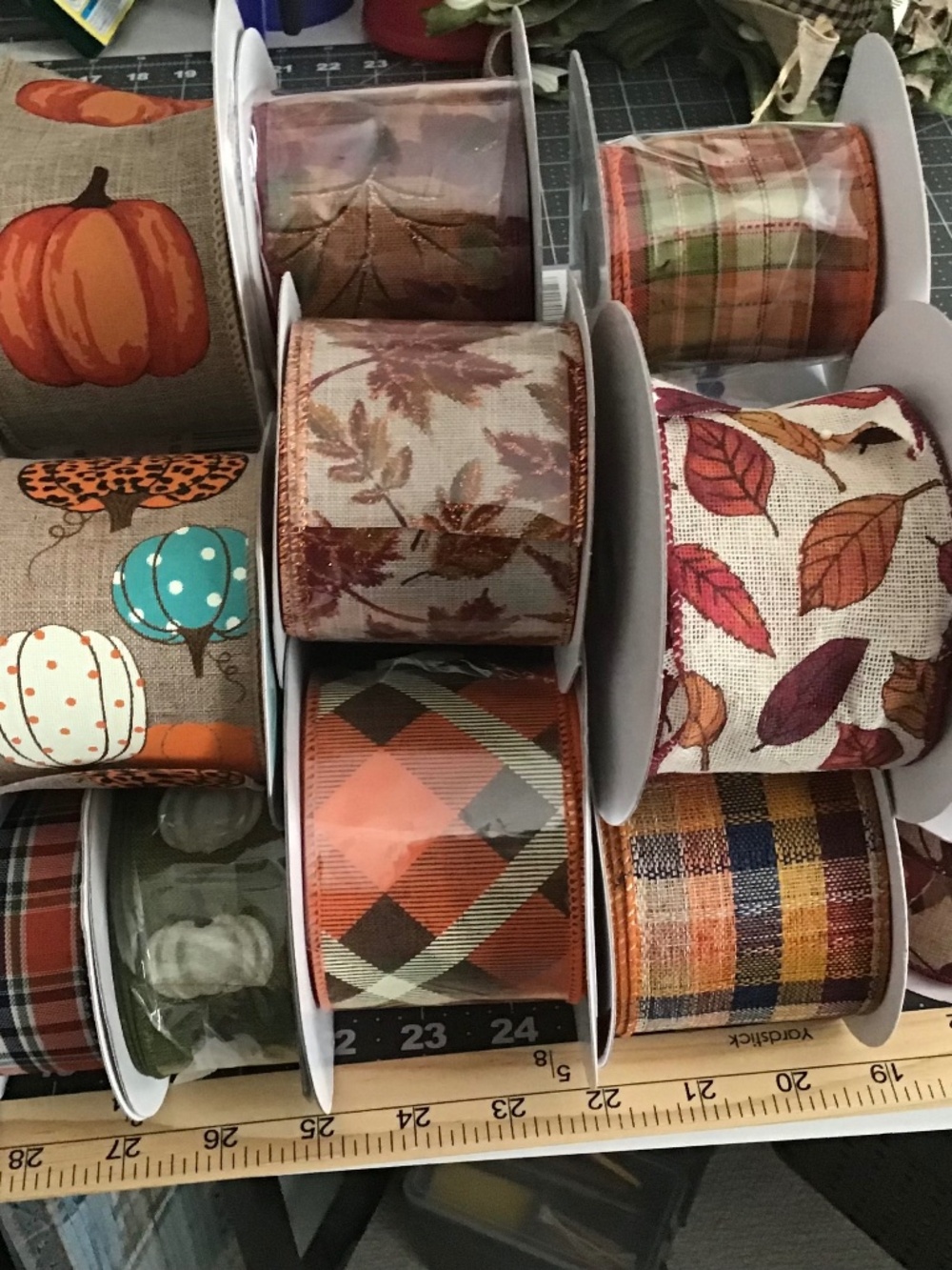 Fall Craft Wired Ribbon Partial Rolls